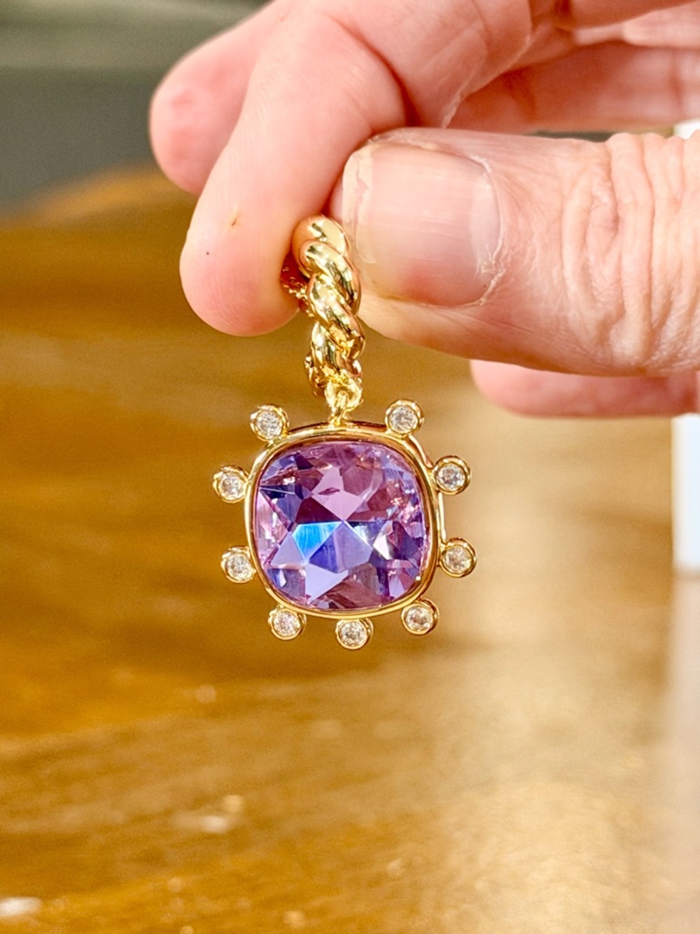 Mignonne Gavigan Greenwich Hoop Earrings with Purple Gemstone - Picture 3 of 5